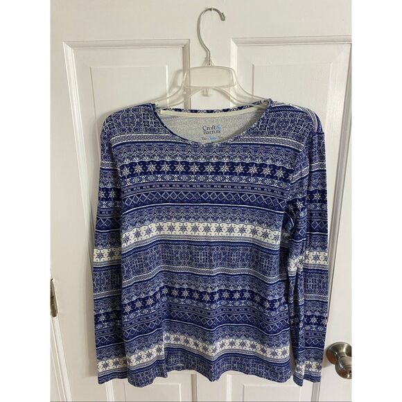 Croft & Barrow Nordic print long sleeve tee size M - Picture 1 of 6